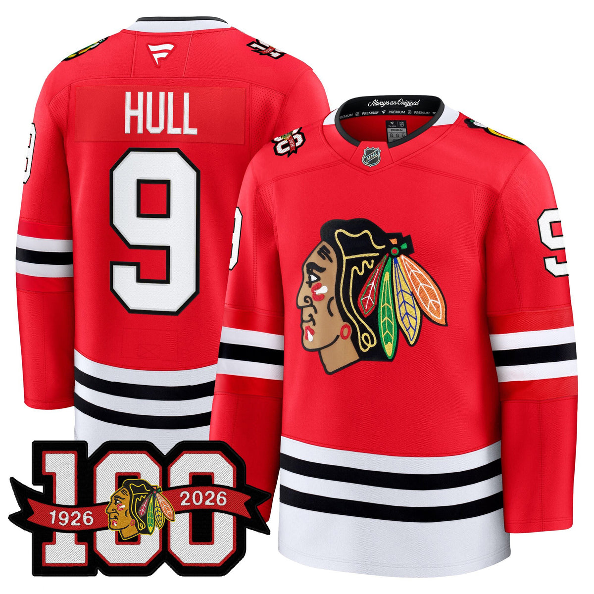 Men's Chicago Blackhawks 2025/26 Premium Jersey - 100th Anniversary Patch -All Stitched