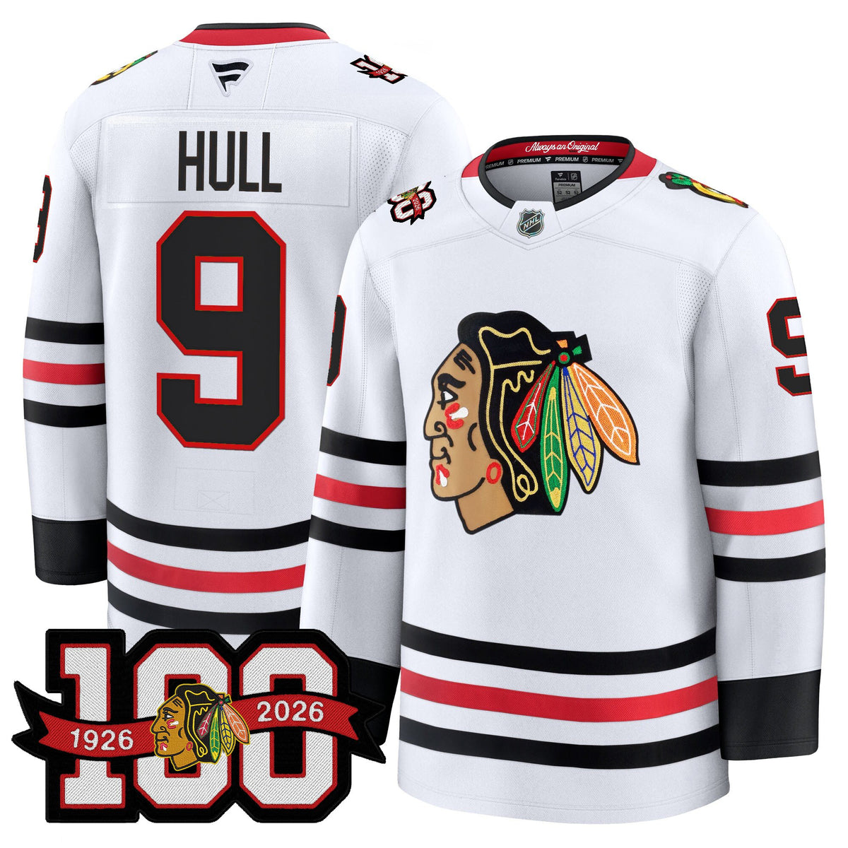 Men's Chicago Blackhawks 2025/26 Premium Jersey - 100th Anniversary Patch -All Stitched