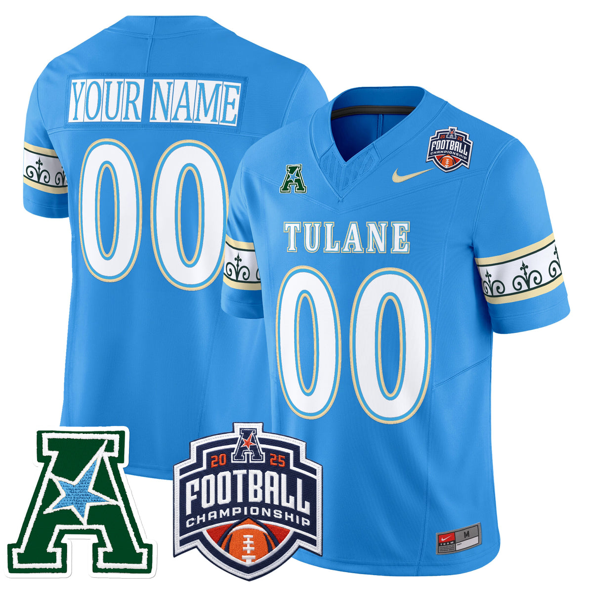 Tulane Green Wave 'City Edition' Vapor Limited Custom Jersey - 2025 AAC Championship Patch - All Stitched