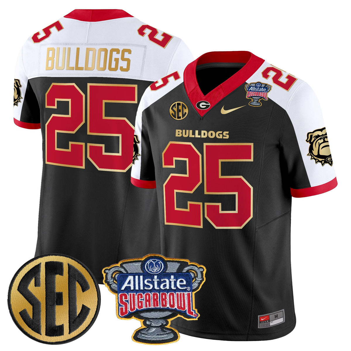 Men's Georgia Bulldogs Sugar Bowl Patch Vapor Limited Jersey - All Stitched