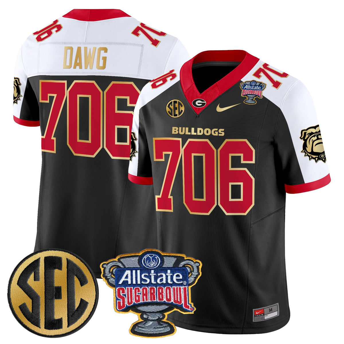 Men's Georgia Bulldogs Sugar Bowl Patch Vapor Limited Jersey - All Stitched