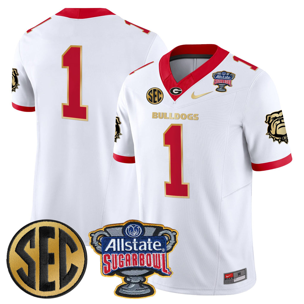 Men's Georgia Bulldogs Sugar Bowl Patch Vapor Limited Jersey - All Stitched