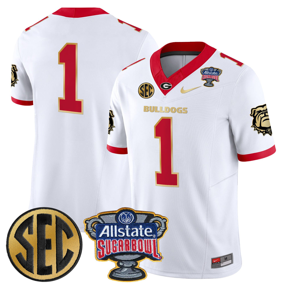 Men's Georgia Bulldogs Sugar Bowl Patch Vapor Limited Jersey - All Stitched