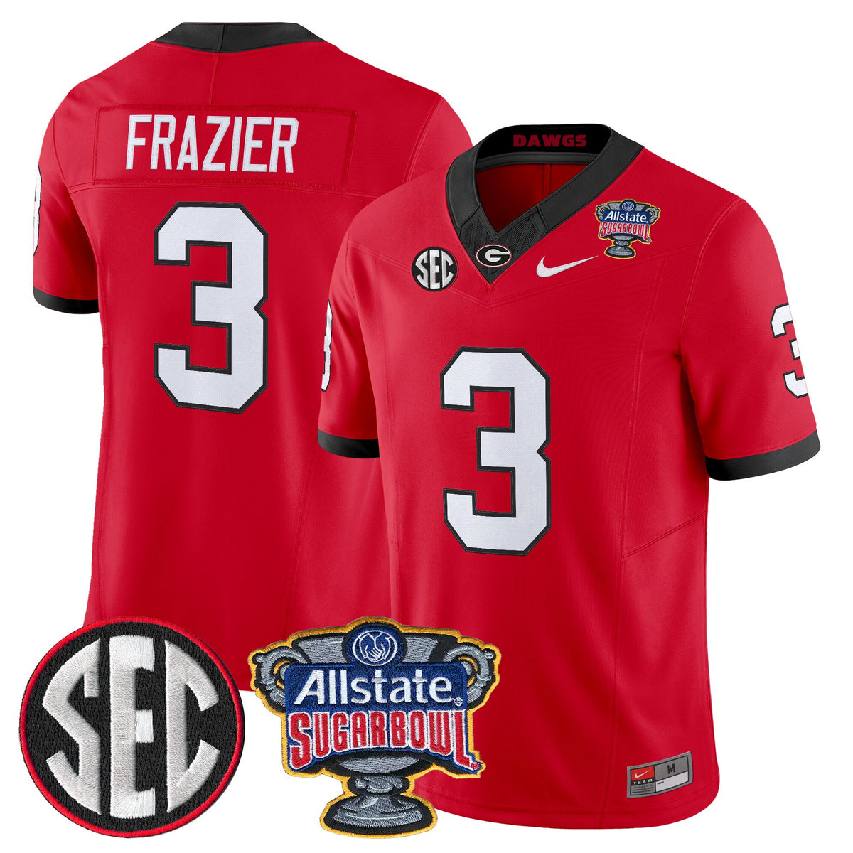 Men's Georgia Bulldogs Sugar Bowl Patch Vapor Limited Jersey - All Stitched