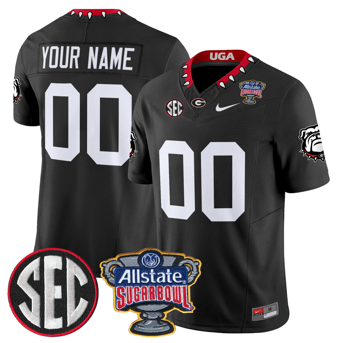 Georgia Bulldogs Sugar Bowl Patch Vapor Limited Custom Jersey - All Stitched