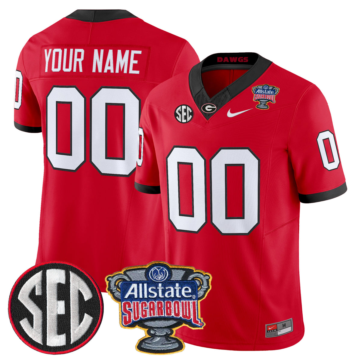 Georgia Bulldogs Sugar Bowl Patch Vapor Limited Custom Jersey - All Stitched
