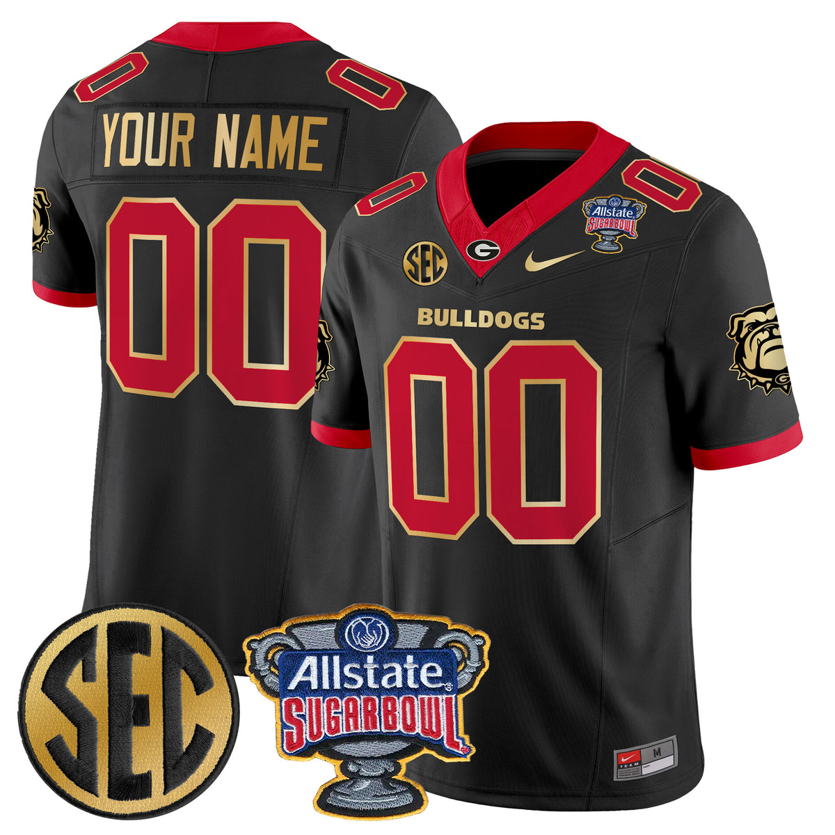 Georgia Bulldogs Sugar Bowl Patch Vapor Limited Custom Jersey - All Stitched