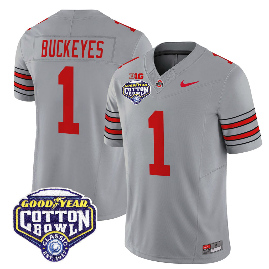 Men's Ohio State Buckeyes 'Heritage Stripe' Vapor Limited Jersey - 2025 Cotton Bowl Patch - All Stitched