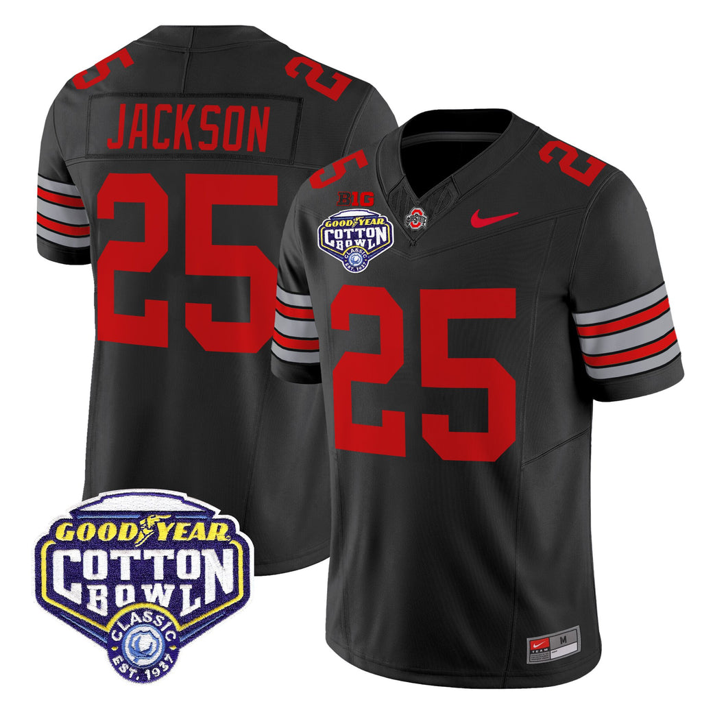 Men's Ohio State Buckeyes 'Heritage Stripe' Vapor Limited Jersey - 2025 Cotton Bowl Patch - All Stitched