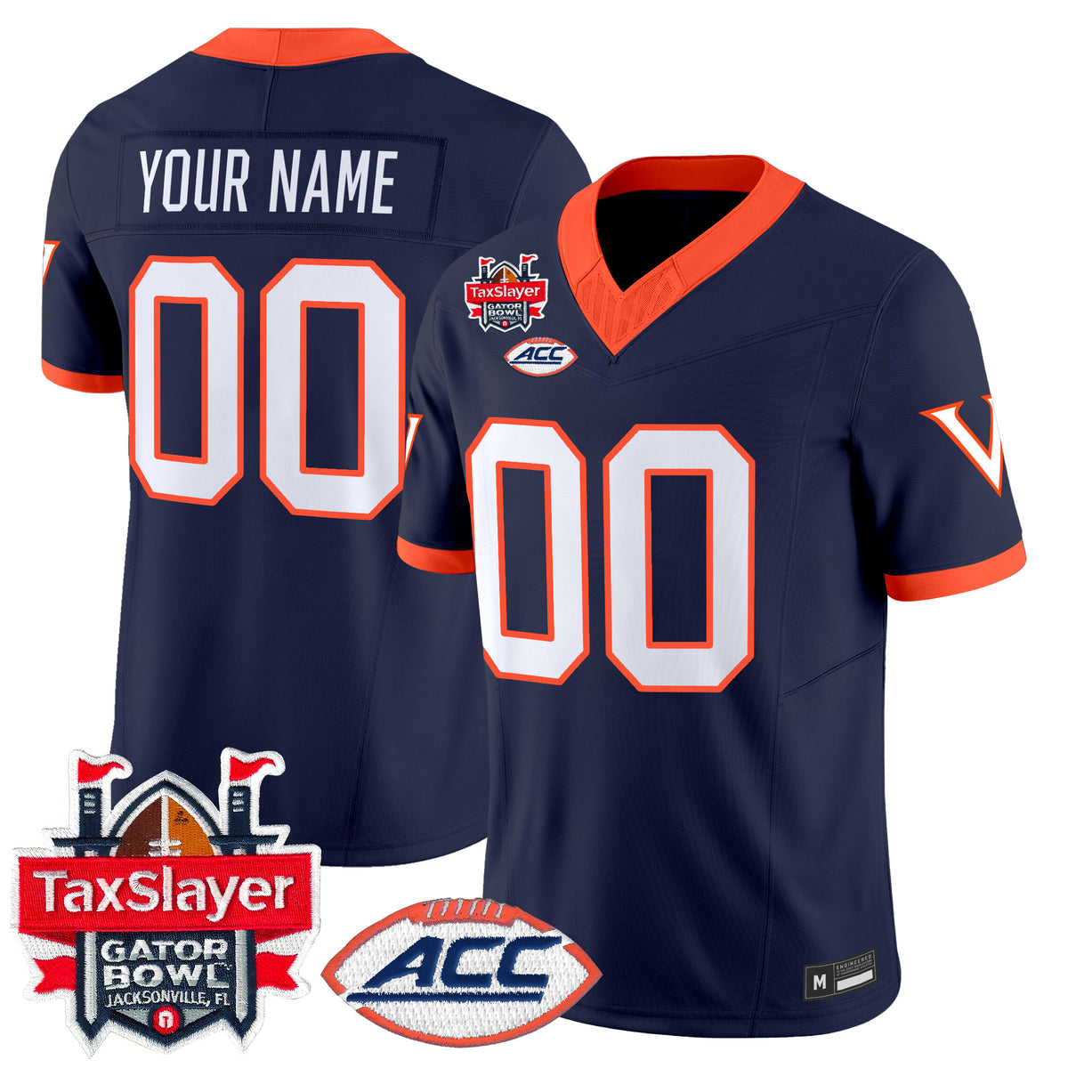 Virginia Cavaliers 1995 Throwbacks Vapor Limited Custom Jersey - Gator Bowl Patch - All Stitched
