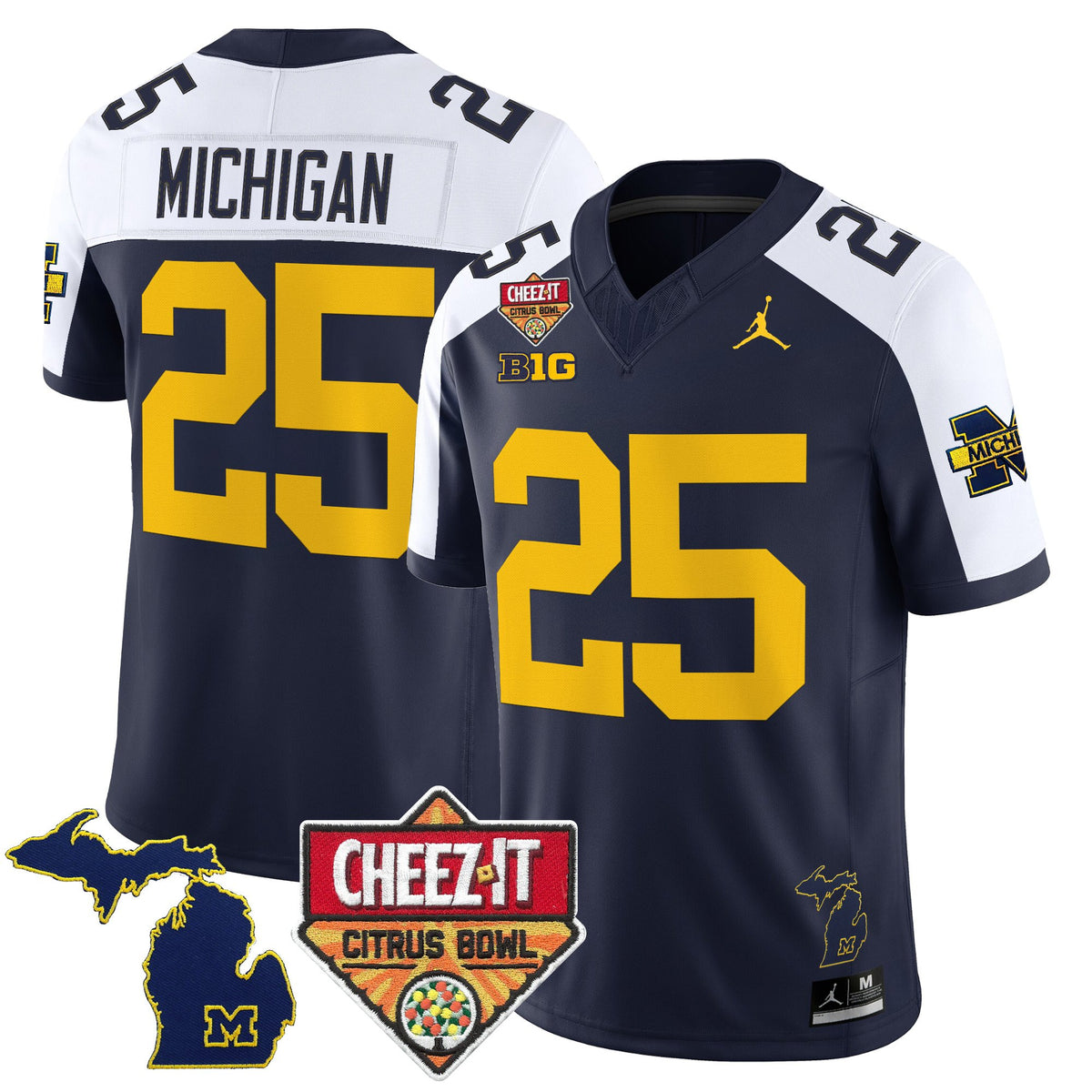 Men's Michigan Wolverines 2025 Cheez-It Citrus Bowl Vapor Limited Jersey - All Stitched