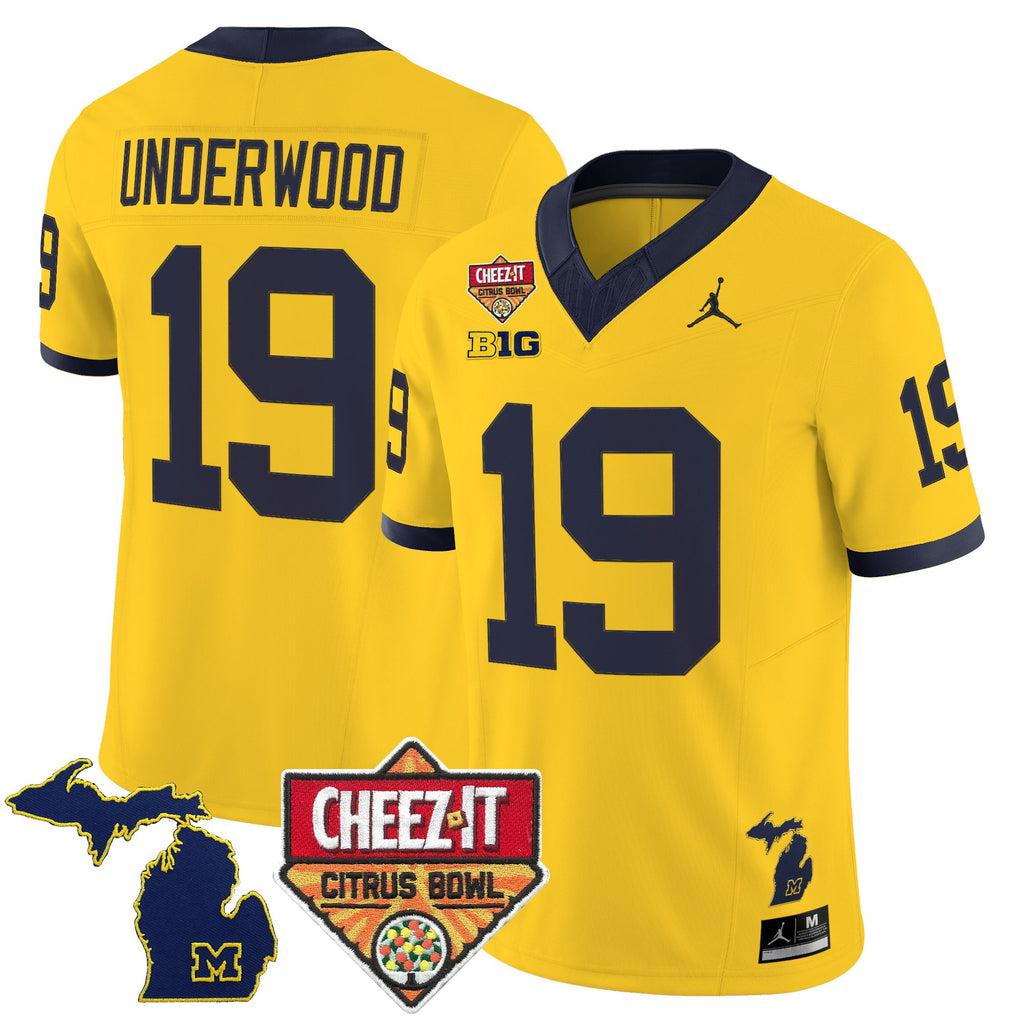 Men's Michigan Wolverines 2025 Cheez-It Citrus Bowl Vapor Limited Jersey - All Stitched