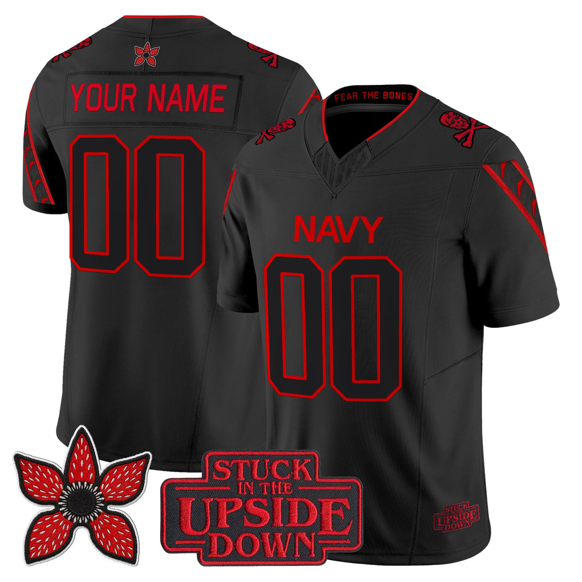 Navy Midshipmen 'Stranger Things x Jolly Roger Edition' Vapor Limited Custom Jersey - All Stitched
