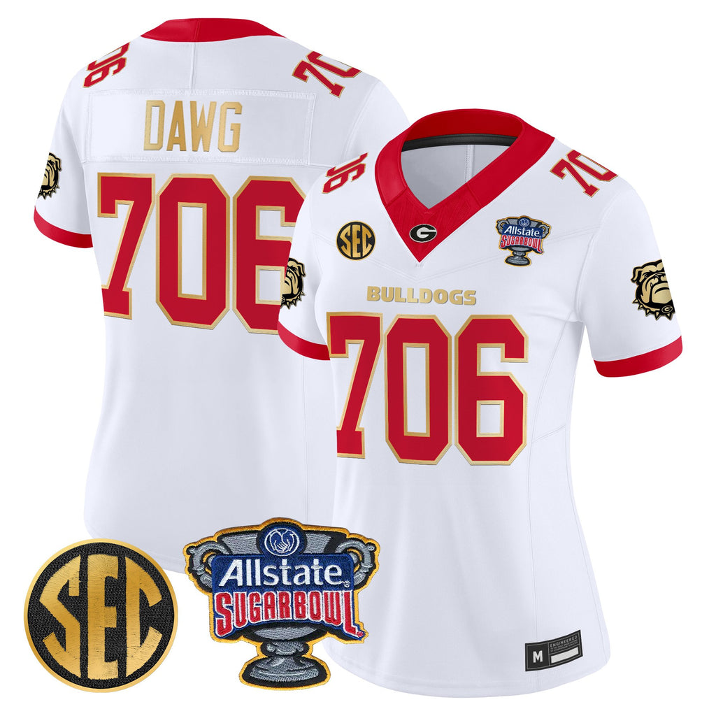 Women's Georgia Bulldogs Sugar Bowl Patch Vapor Limited Jersey - All Stitched
