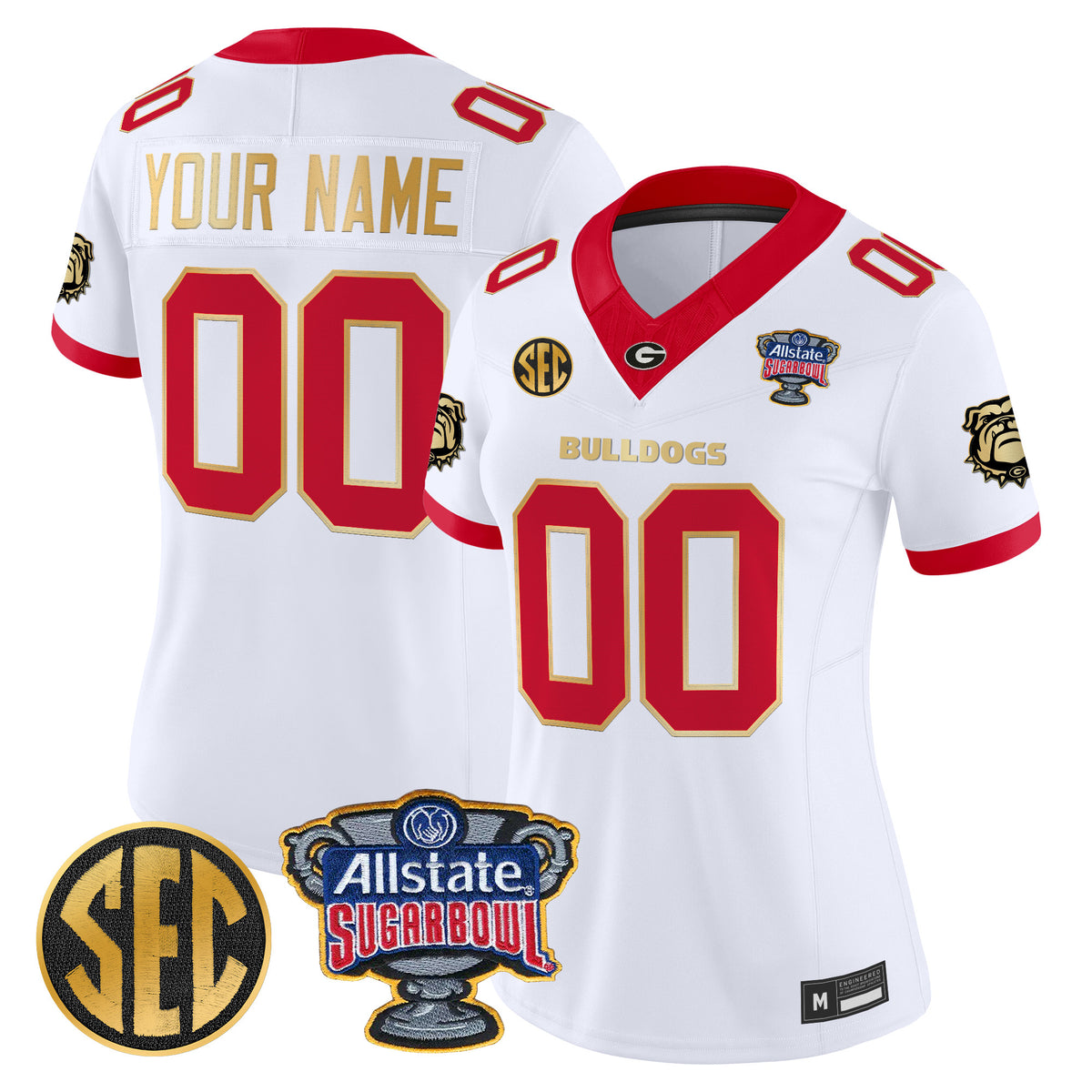 Georgia Bulldogs Sugar Bowl Patch Vapor Limited Custom Jersey - All Stitched