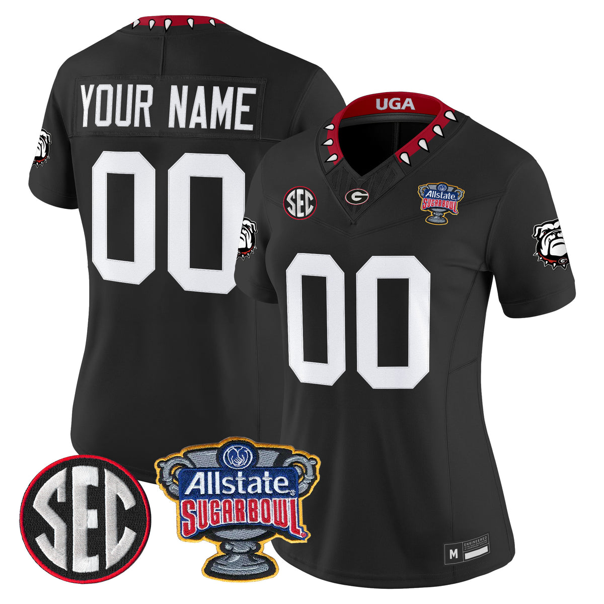 Georgia Bulldogs Sugar Bowl Patch Vapor Limited Custom Jersey - All Stitched