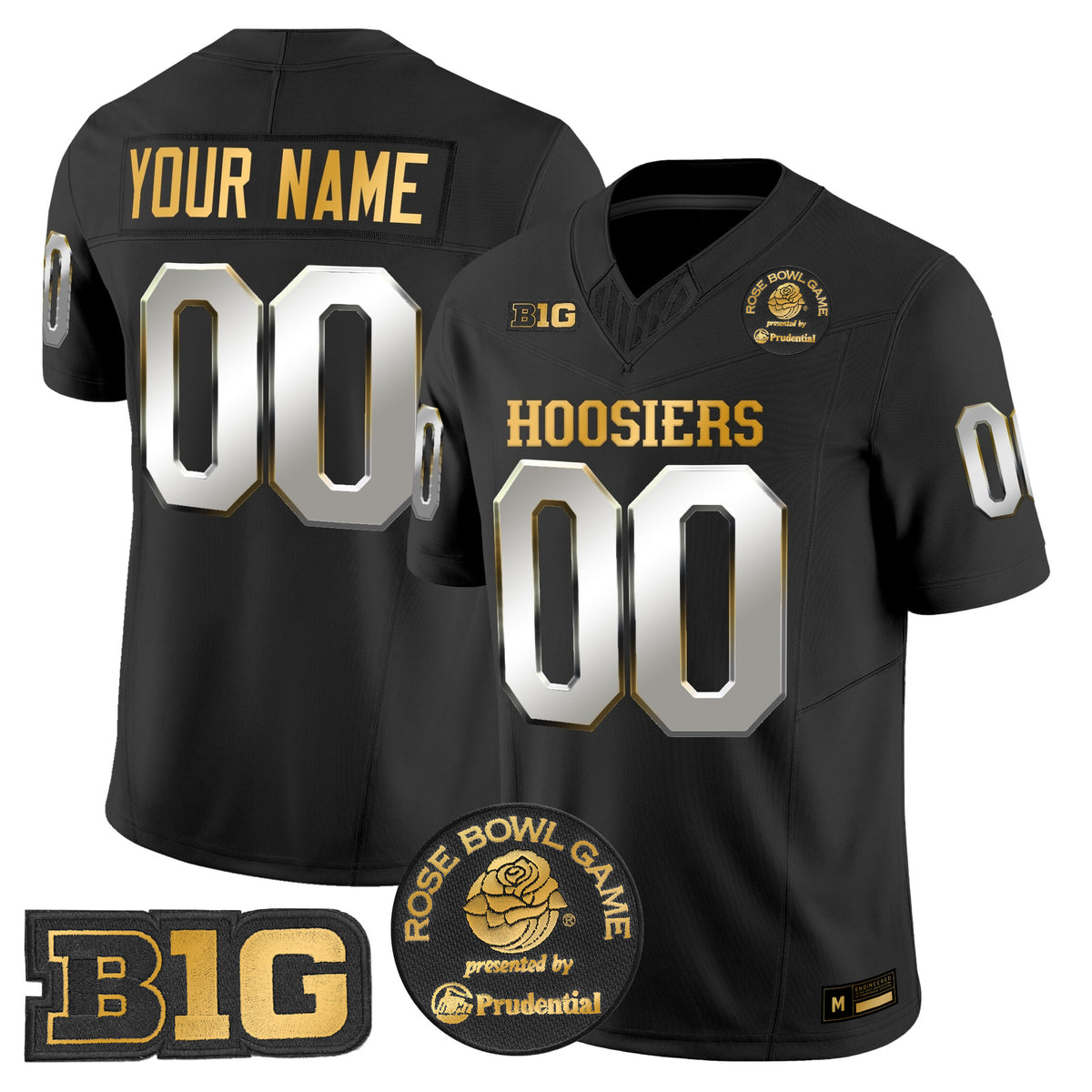 Indiana Hoosiers 2025 Rose Bowl Gold Vapor Limited Custom Jersey - All Stitched