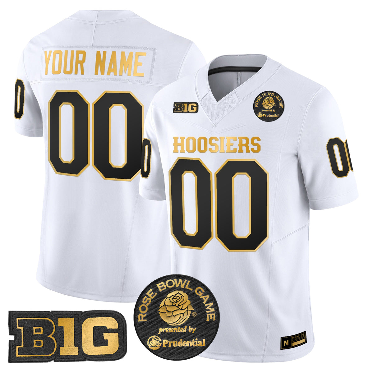 Indiana Hoosiers 2025 Rose Bowl Gold Vapor Limited Custom Jersey - All Stitched
