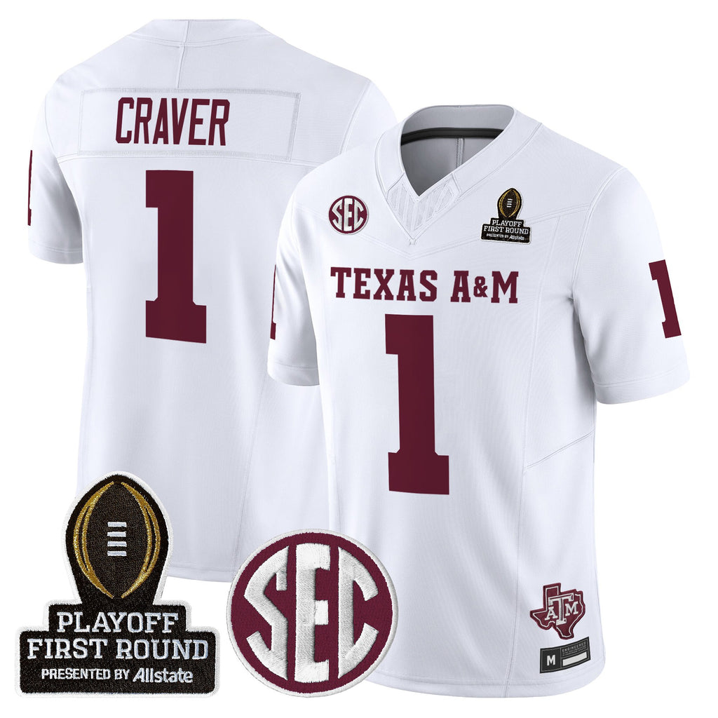 Men's Texas A&M Aggies 2025 Playoff First Round Vapor Limited Jersey - All Stitched