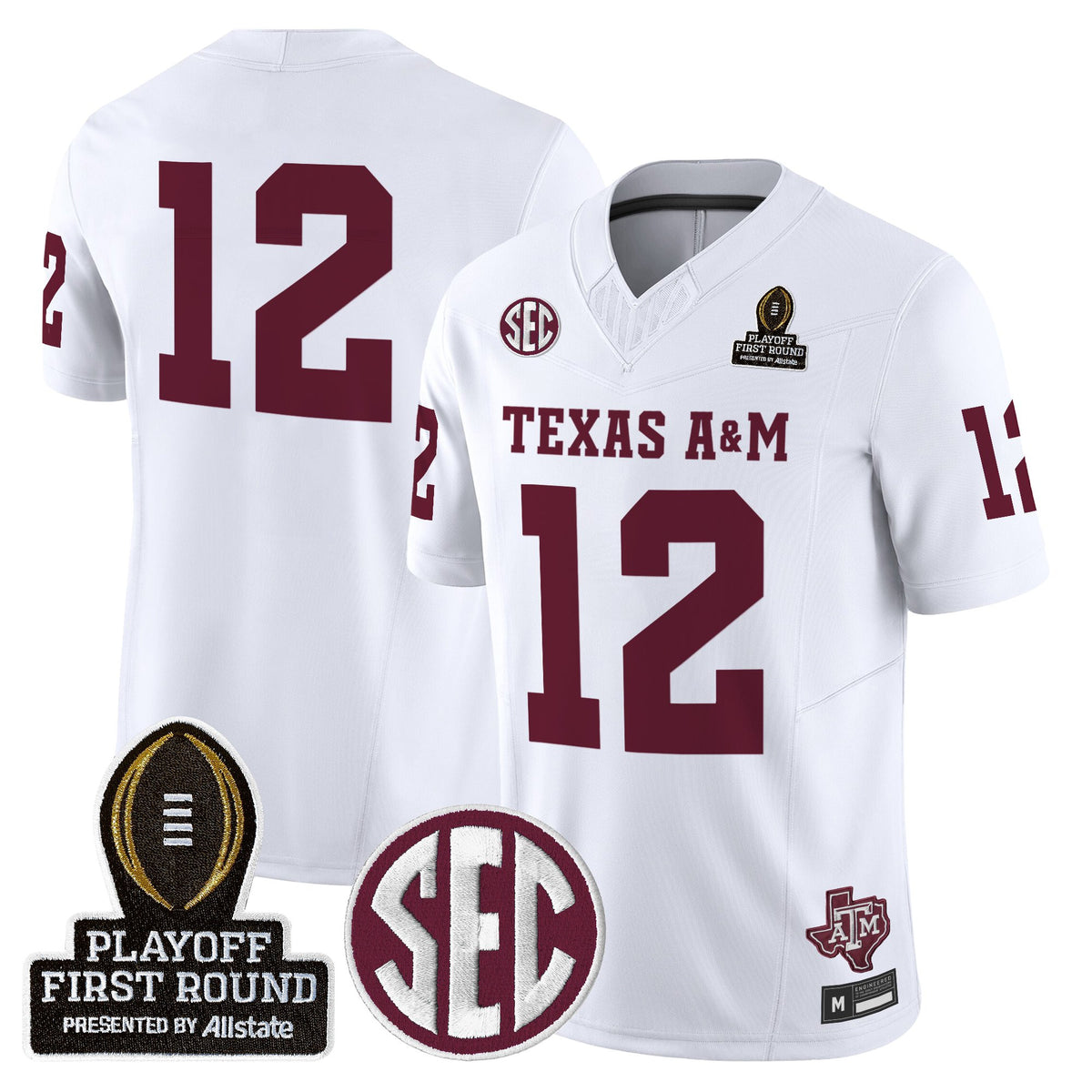 Men's Texas A&M Aggies 2025 Playoff First Round Vapor Limited Jersey - All Stitched