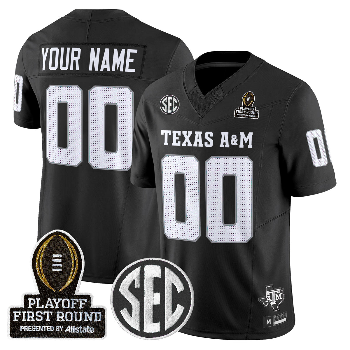 Texas A&M Aggies 2025 Playoff First Round Vapor Limited Custom Jersey - All Stitched