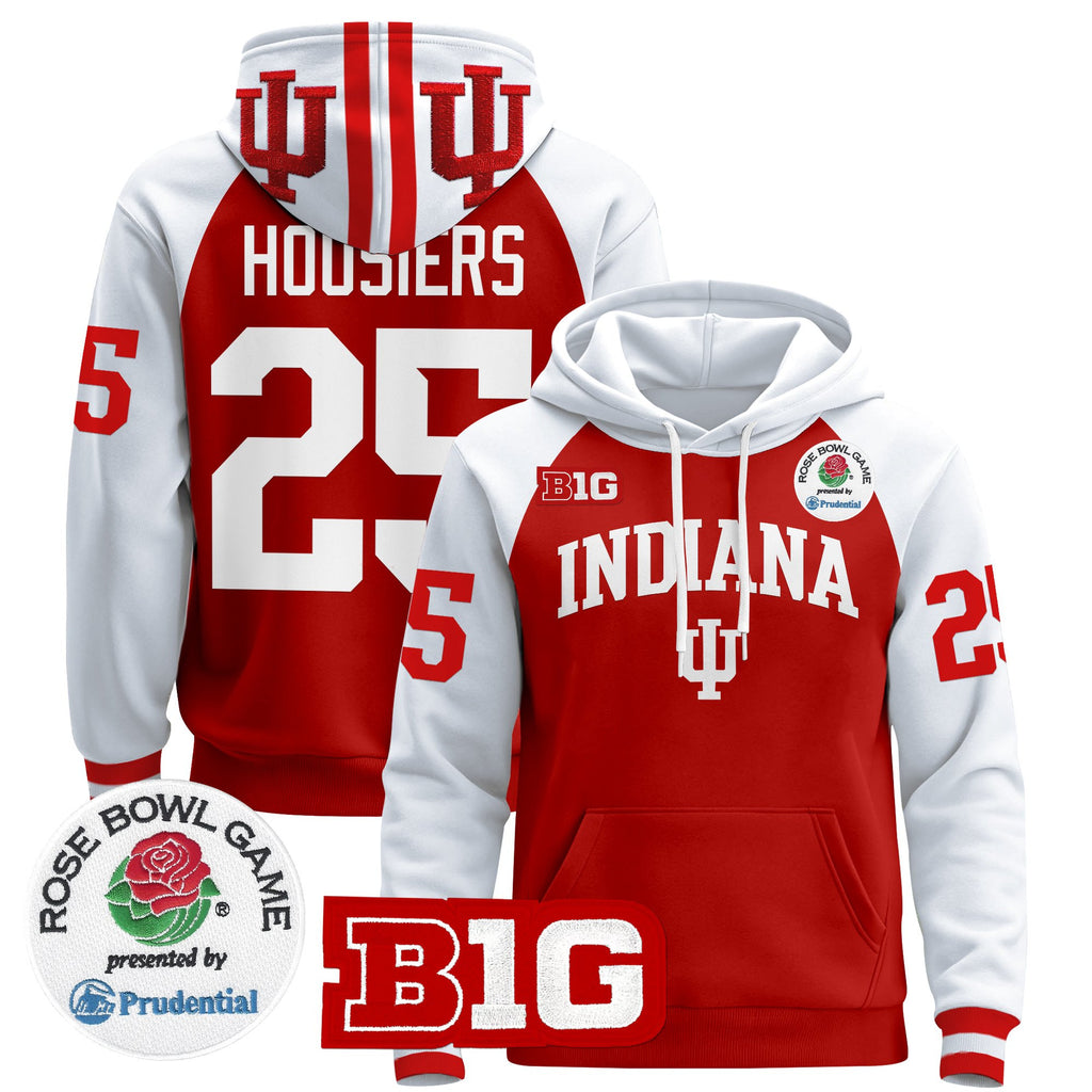 Men's Indiana Hoosiers 2025 Rose Bowl Premium Pullover Hoodie - All Stitched