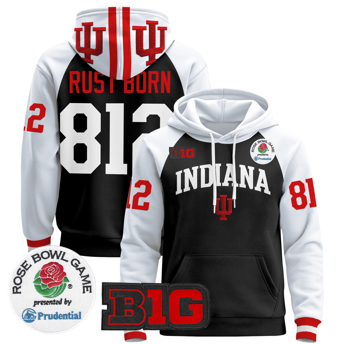 Men's Indiana Hoosiers 2025 Rose Bowl Premium Pullover Hoodie - All Stitched