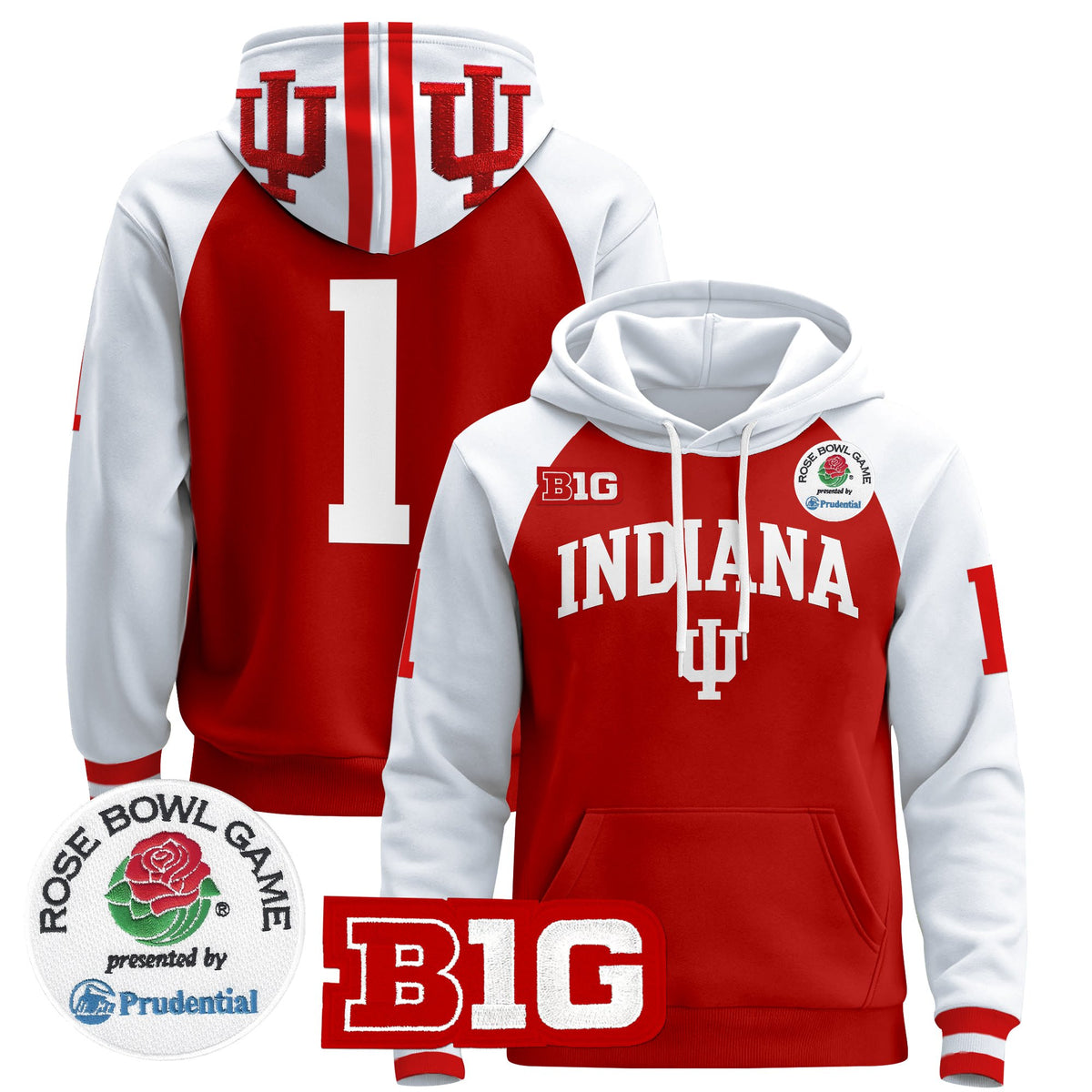 Men's Indiana Hoosiers 2025 Rose Bowl Premium Pullover Hoodie - All Stitched