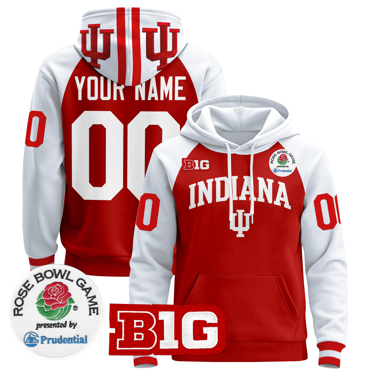 Indiana Hoosiers 2025 Rose Bowl Premium Custom Pullover Hoodie - All Stitched