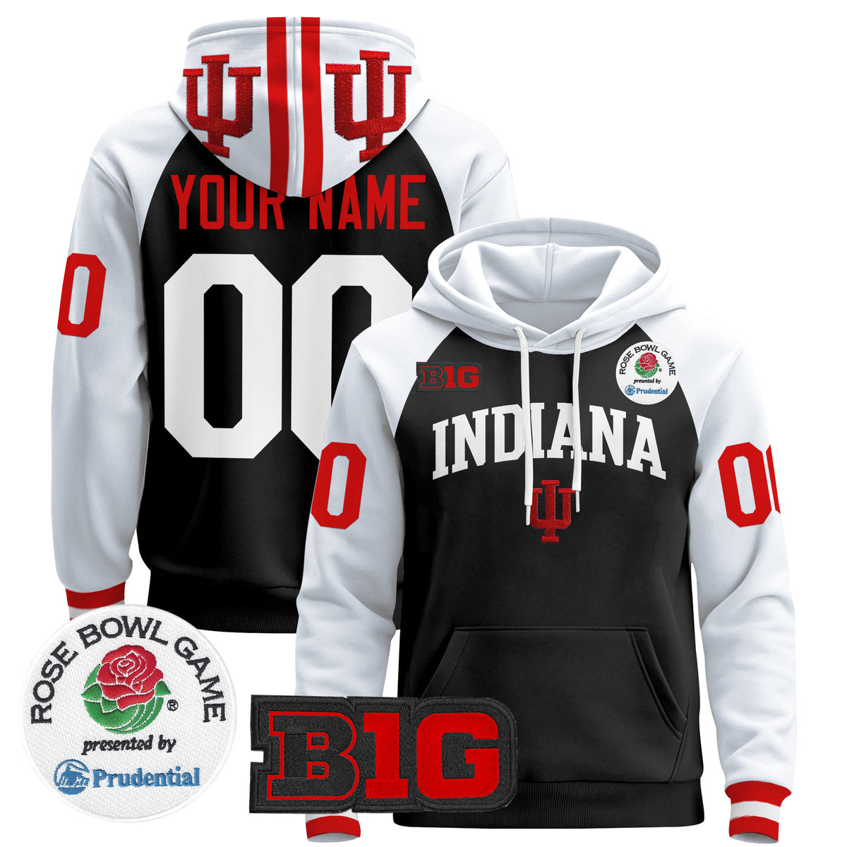 Indiana Hoosiers 2025 Rose Bowl Premium Custom Pullover Hoodie - All Stitched