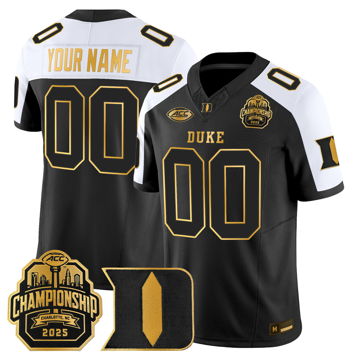 Duke Blue Devils 2025 ACC Championship Gold Vapor Limited Custom Jersey - All Stitched