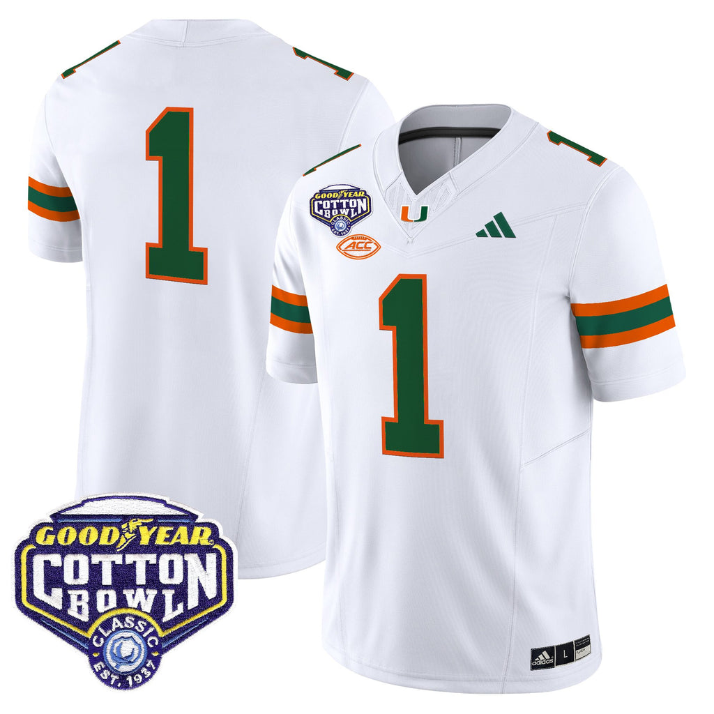 Men's Miami Hurricanes 2025 Cotton Bowl Vapor Limited Jersey - All Stitched