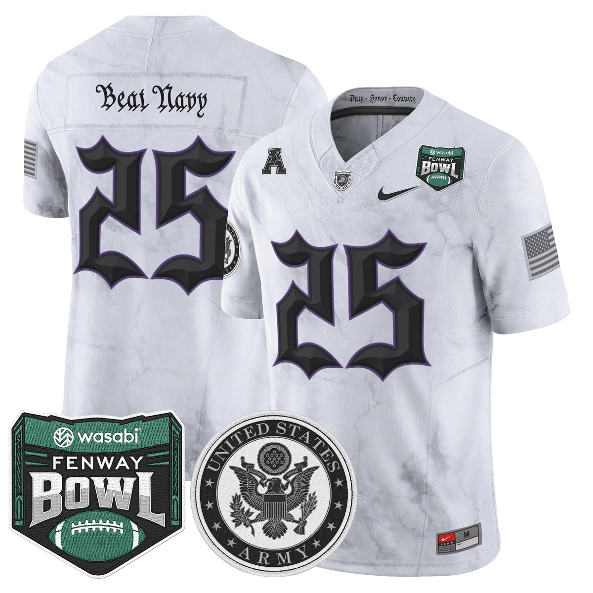 Men's Army Black Knights Honoring 250 Years Of Service And Sacrifice Vapor Limited Jersey - 2025 Fenway Bowl Patch - All Stitched