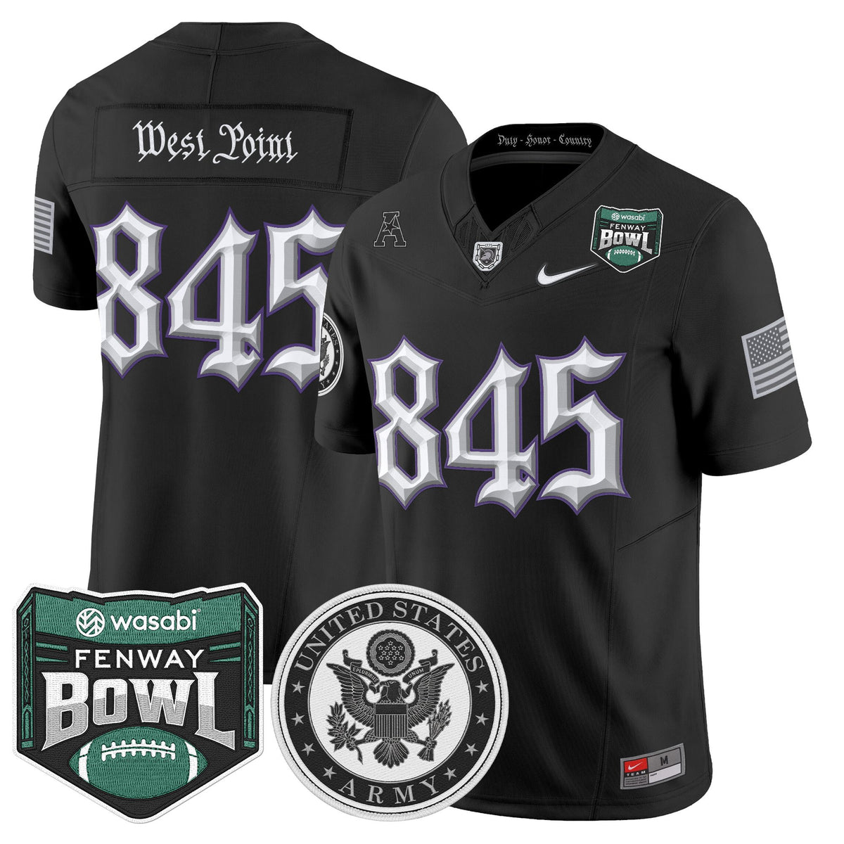 Men's Army Black Knights Honoring 250 Years Of Service And Sacrifice Vapor Limited Jersey - 2025 Fenway Bowl Patch - All Stitched