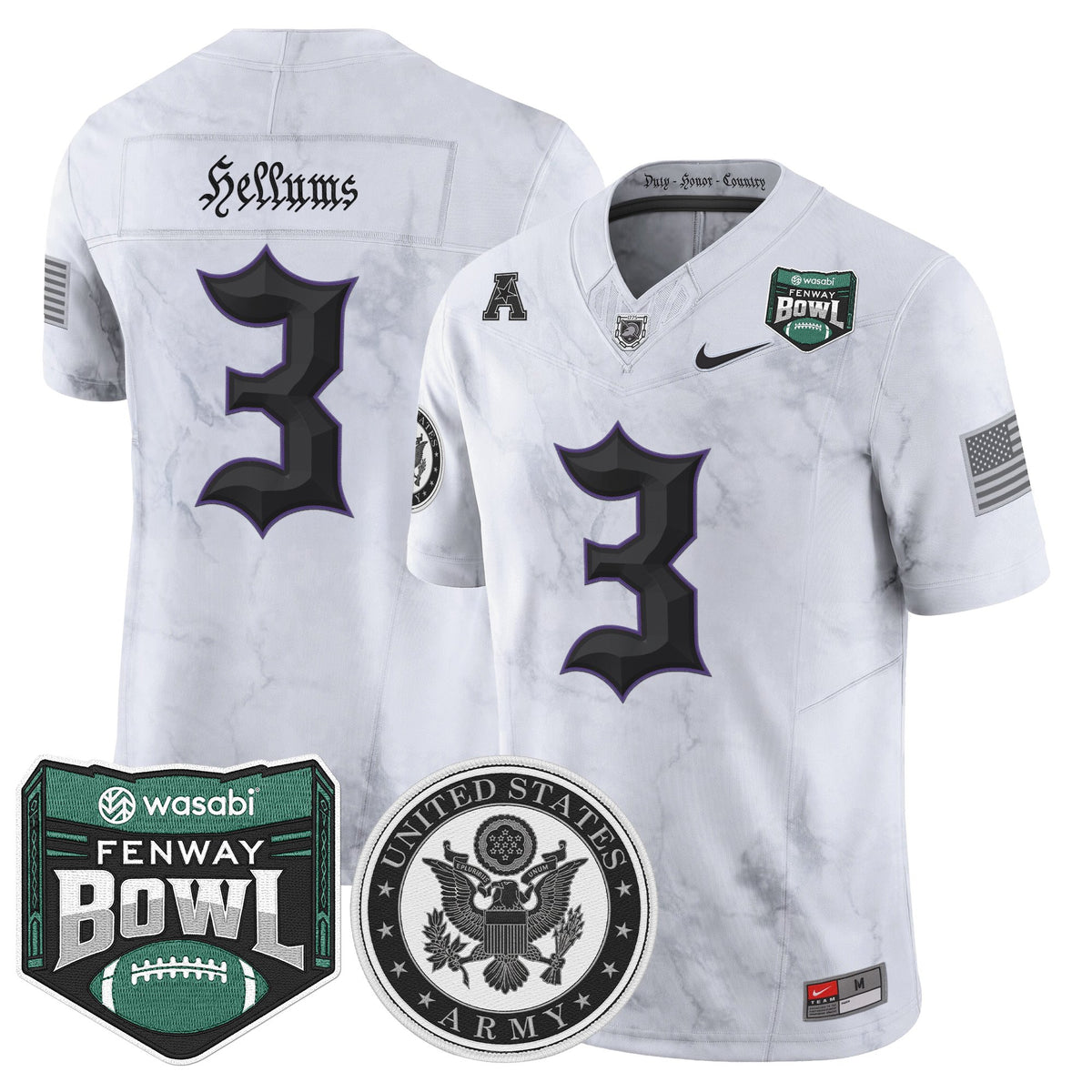 Men's Army Black Knights Honoring 250 Years Of Service And Sacrifice Vapor Limited Jersey - 2025 Fenway Bowl Patch - All Stitched