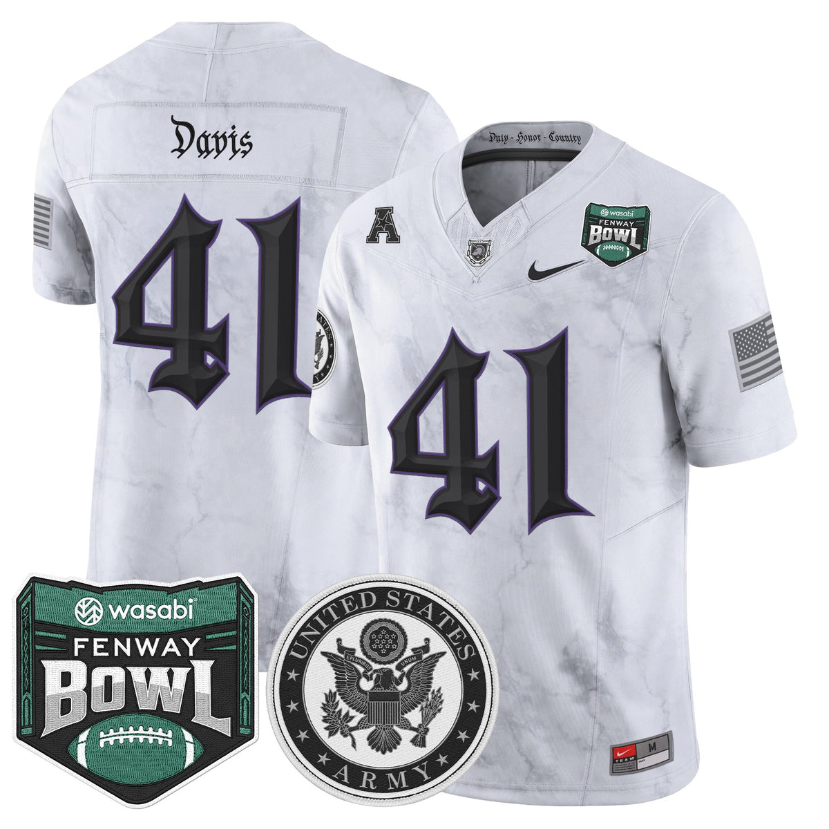 Men's Army Black Knights Honoring 250 Years Of Service And Sacrifice Vapor Limited Jersey - 2025 Fenway Bowl Patch - All Stitched