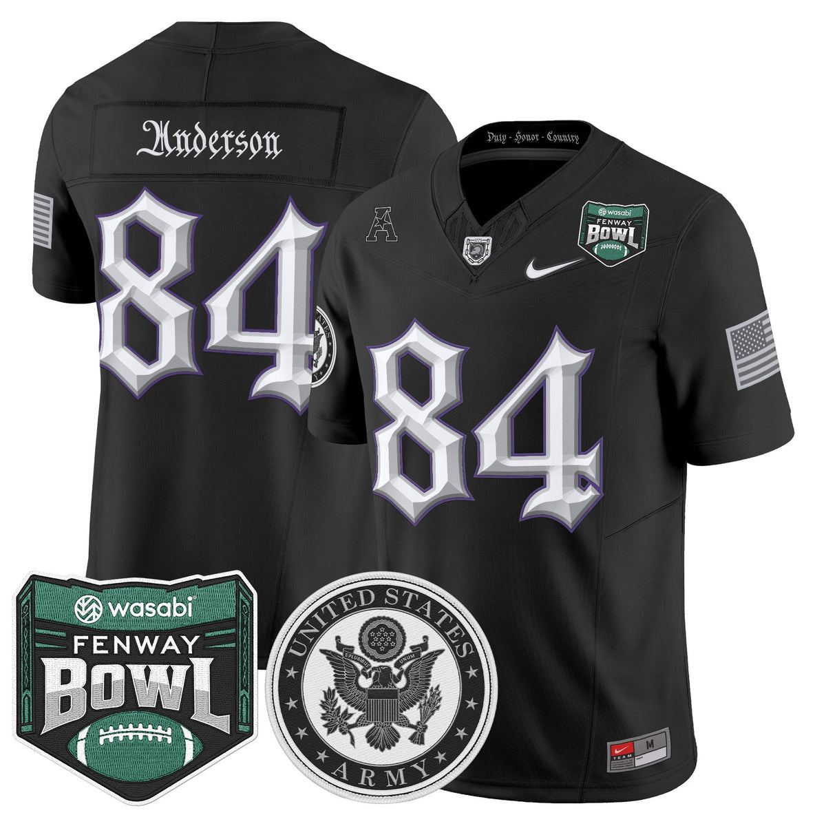 Men's Army Black Knights Honoring 250 Years Of Service And Sacrifice Vapor Limited Jersey - 2025 Fenway Bowl Patch - All Stitched