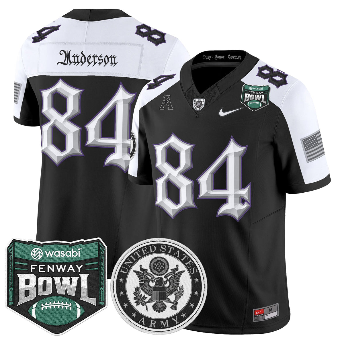 Men's Army Black Knights Honoring 250 Years Of Service And Sacrifice Vapor Limited Jersey - 2025 Fenway Bowl Patch - All Stitched