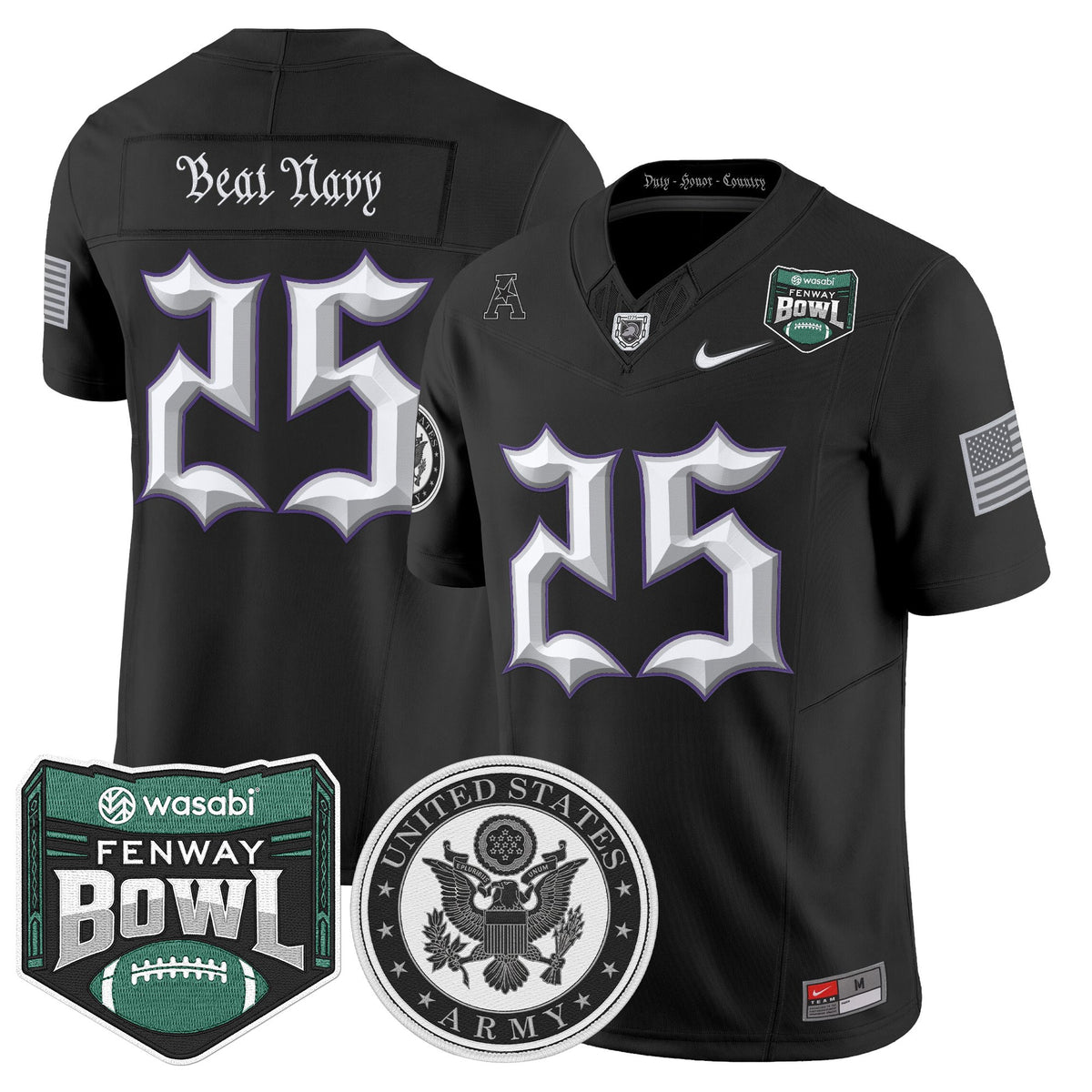 Men's Army Black Knights Honoring 250 Years Of Service And Sacrifice Vapor Limited Jersey - 2025 Fenway Bowl Patch - All Stitched