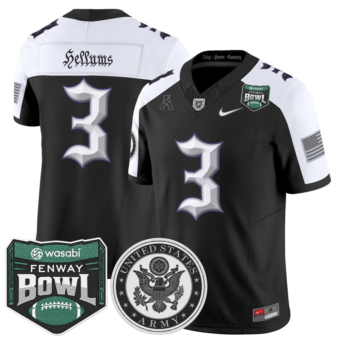 Men's Army Black Knights Honoring 250 Years Of Service And Sacrifice Vapor Limited Jersey - 2025 Fenway Bowl Patch - All Stitched