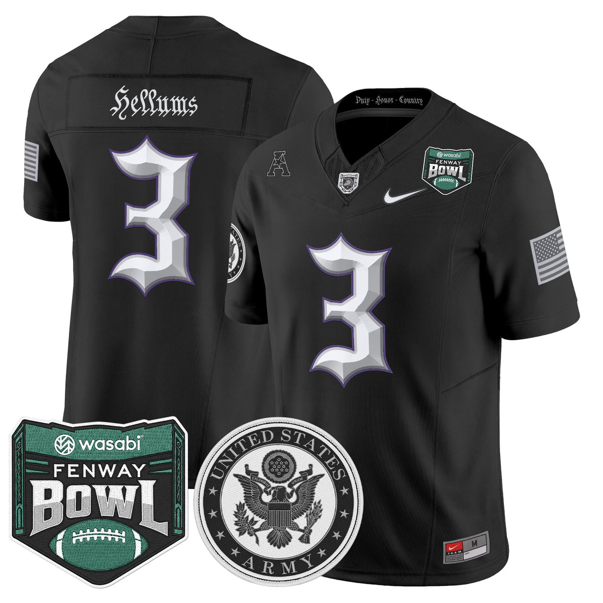 Men's Army Black Knights Honoring 250 Years Of Service And Sacrifice Vapor Limited Jersey - 2025 Fenway Bowl Patch - All Stitched