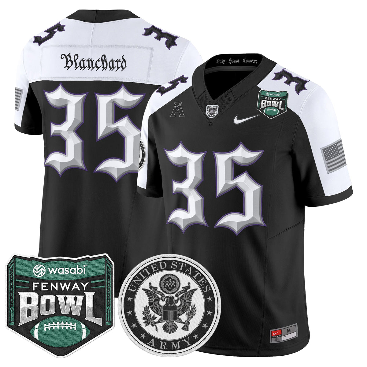Men's Army Black Knights Honoring 250 Years Of Service And Sacrifice Vapor Limited Jersey - 2025 Fenway Bowl Patch - All Stitched