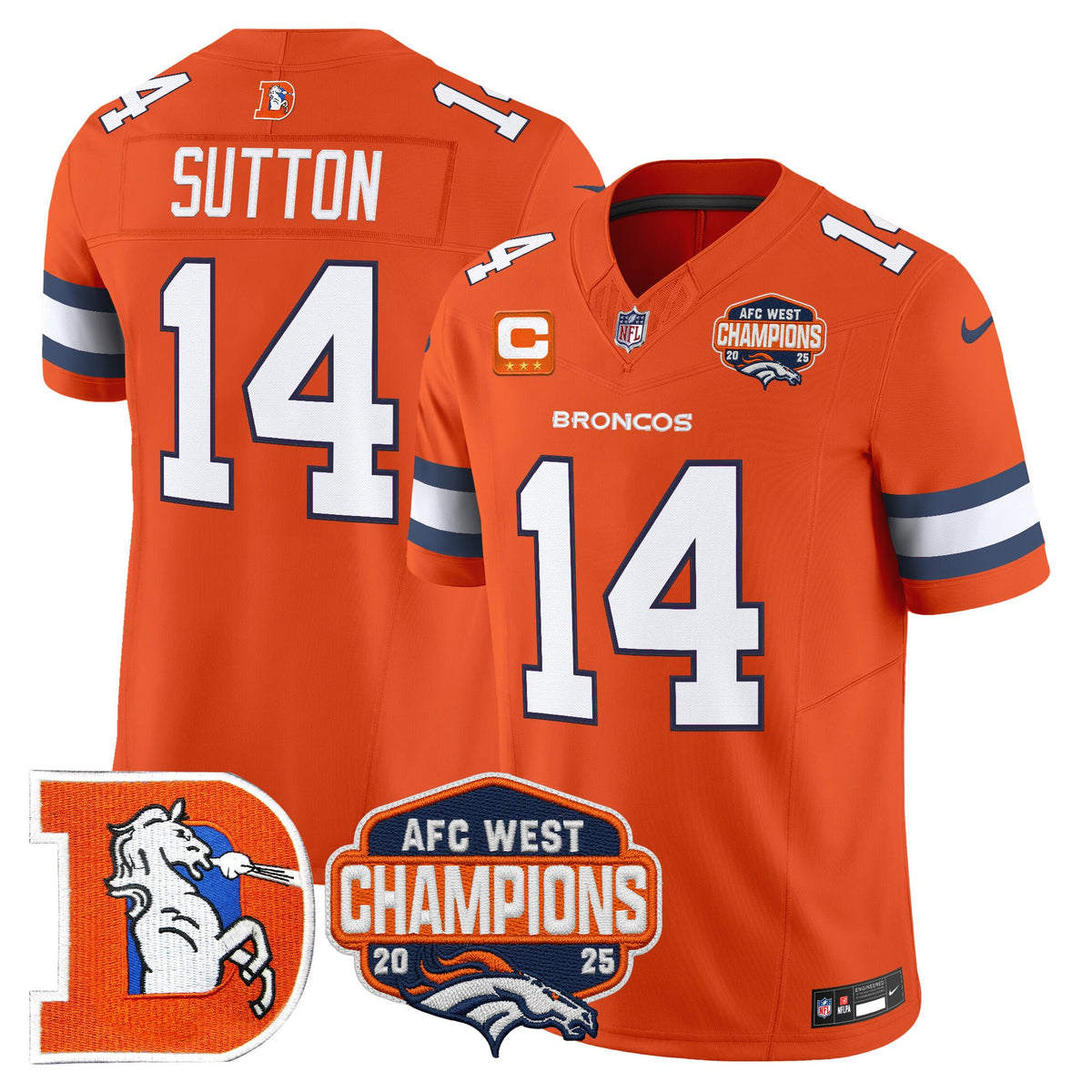 Men's Denver Broncos Throwback Vapor Limited Jersey - 2025 AFC West Division Champions Patch - All Stitched