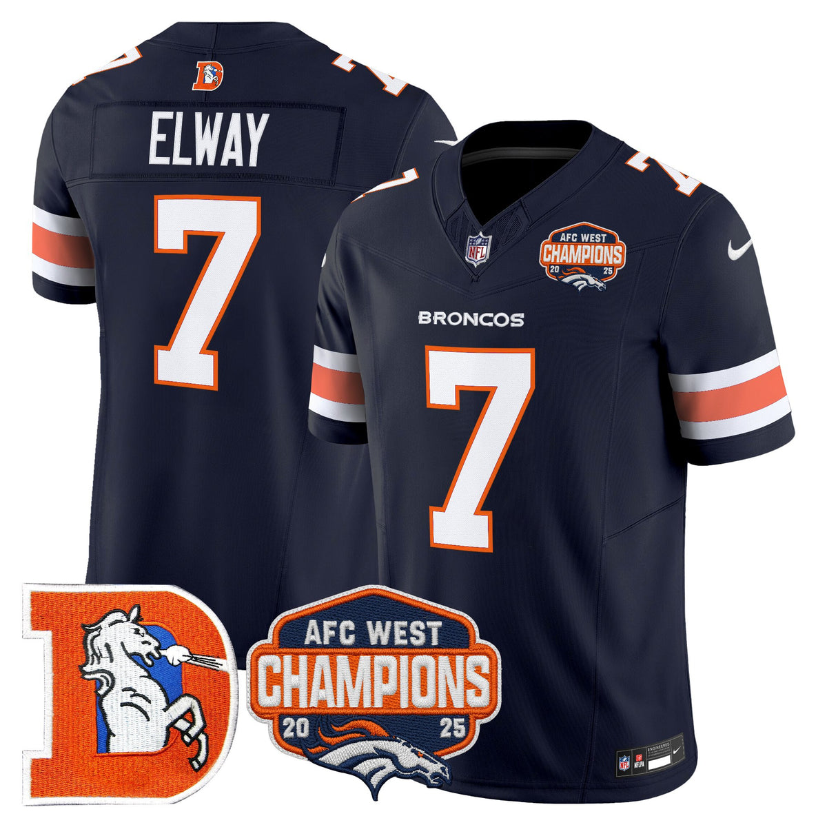 Men's Denver Broncos Throwback Vapor Limited Jersey - 2025 AFC West Division Champions Patch - All Stitched