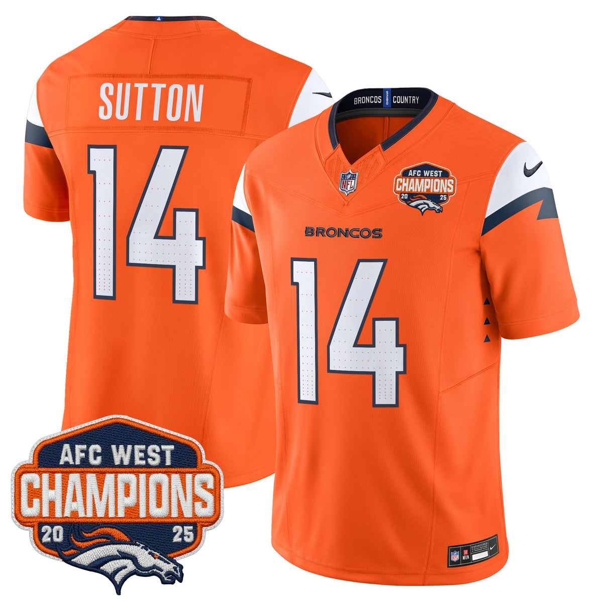 Men's Denver Broncos 2025 AFC West Division Champions Vapor Limited Jersey - All Stitched