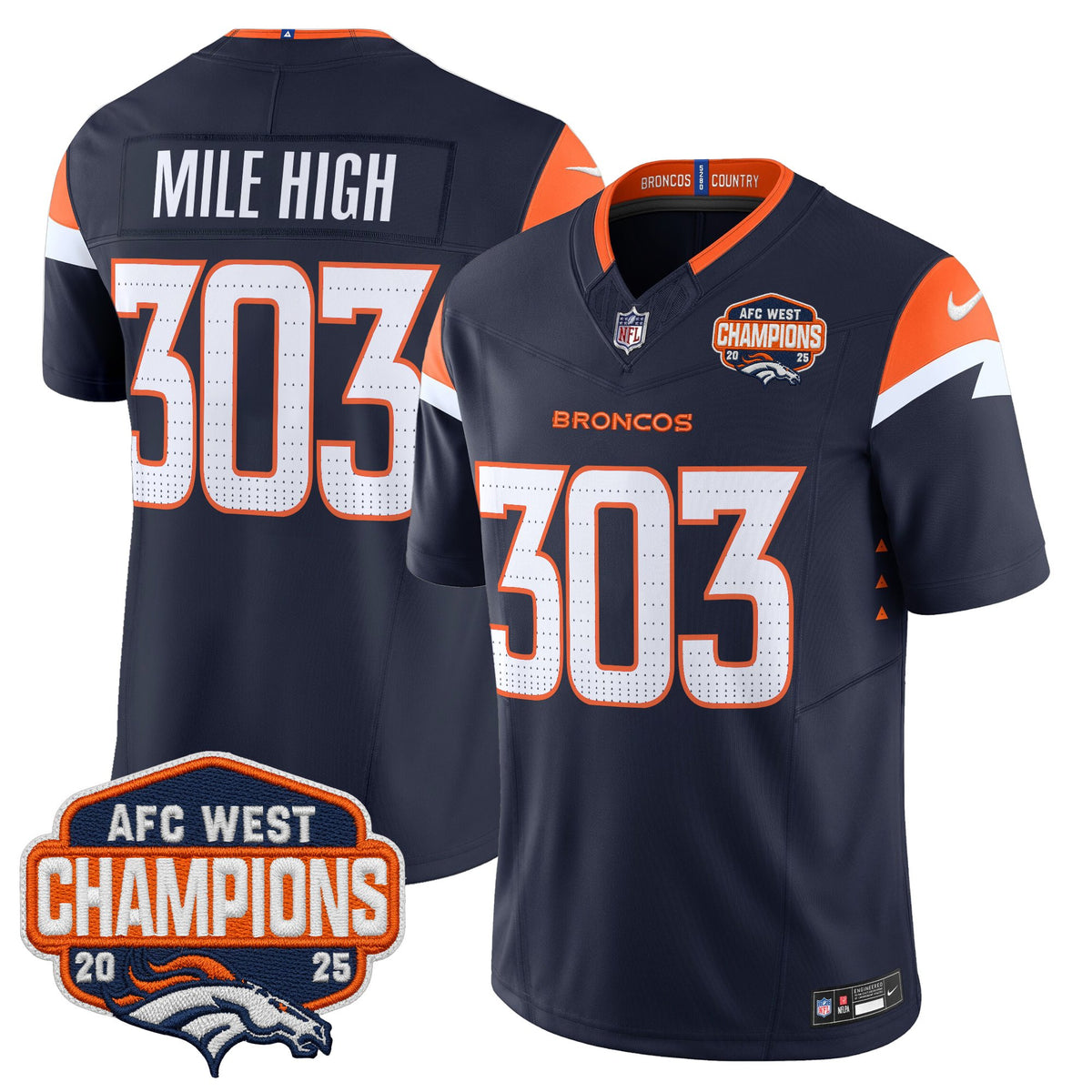 Men's Denver Broncos 2025 AFC West Division Champions Vapor Limited Jersey - All Stitched