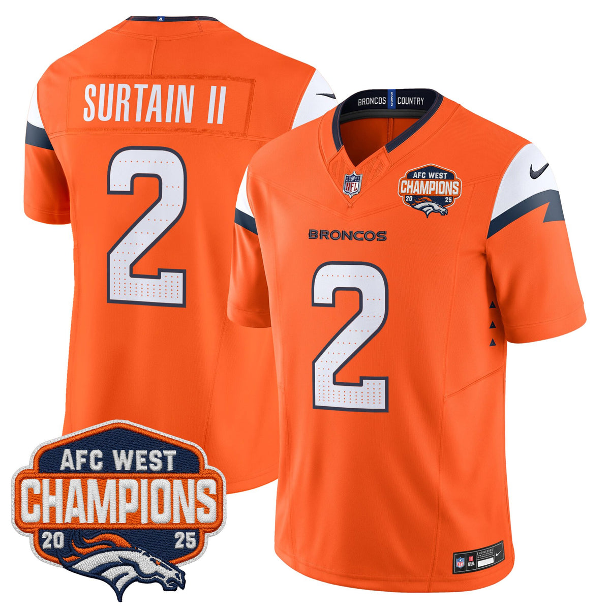 Men's Denver Broncos 2025 AFC West Division Champions Vapor Limited Jersey - All Stitched