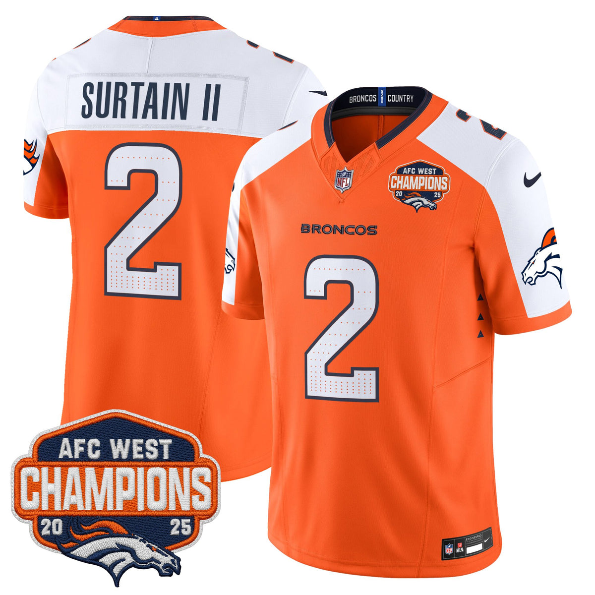 Men's Denver Broncos 2025 AFC West Division Champions Vapor Limited Jersey - All Stitched