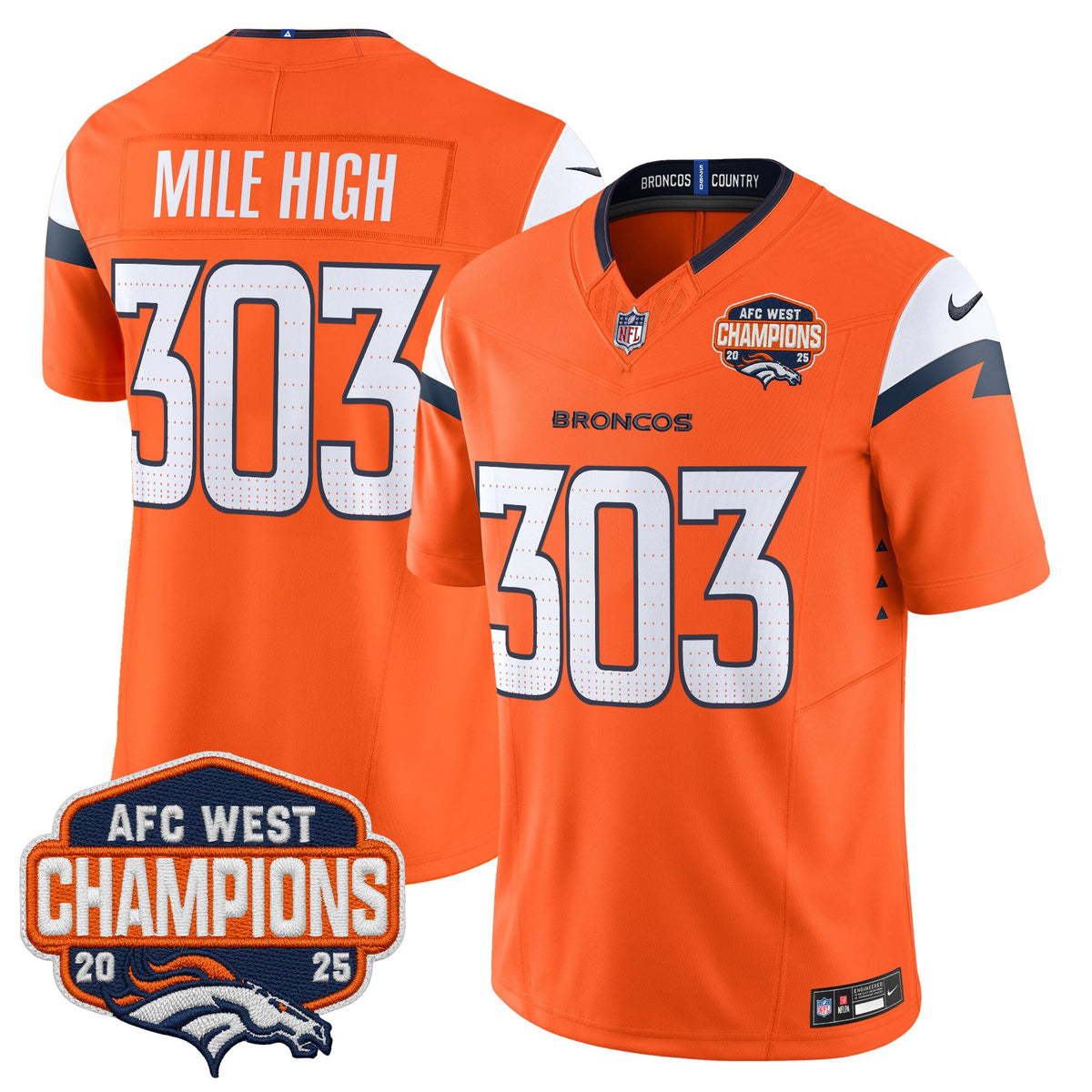 Men's Denver Broncos 2025 AFC West Division Champions Vapor Limited Jersey - All Stitched