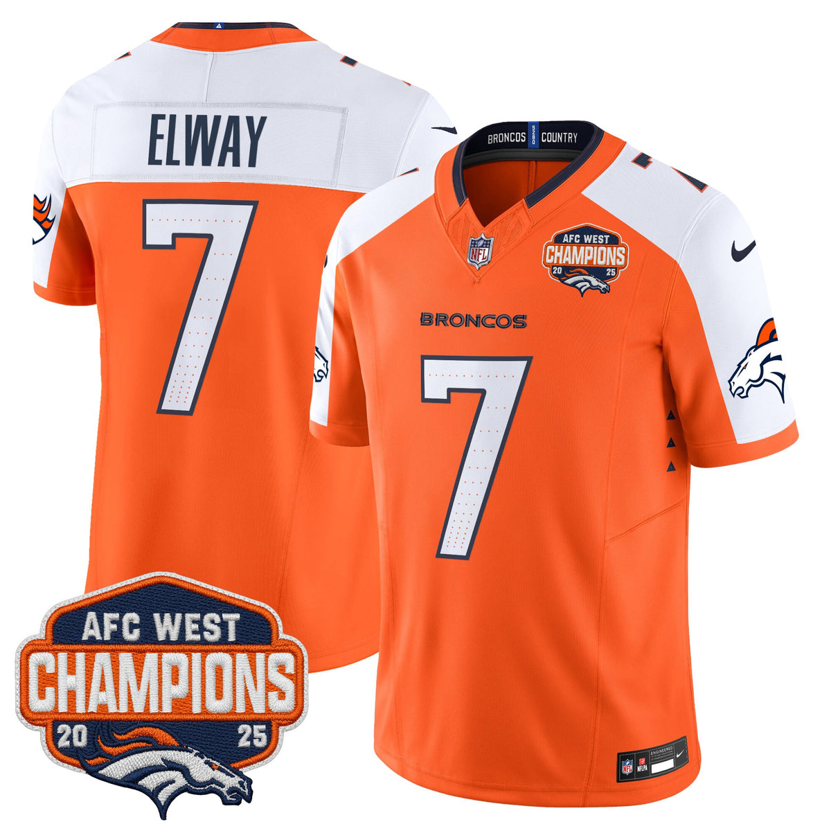 Men's Denver Broncos 2025 AFC West Division Champions Vapor Limited Jersey - All Stitched